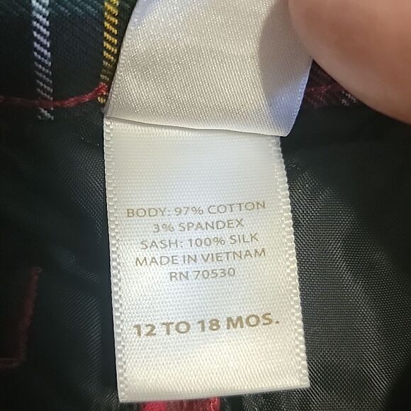 JANIE AND JACK RED AND GREEN PLAID HOLIDAY PANTS, SIZE 12-18 MONTHS - Picture 4 of 8